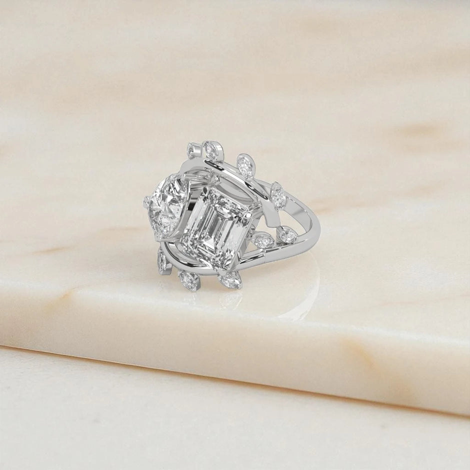 Moissanite Toi et Moi Ring RG-MD-SL-100/50