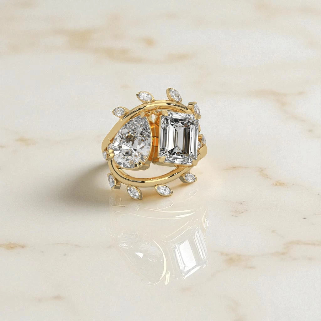 Moissanite Toi et Moi Ring RG-MD-SL-100/50