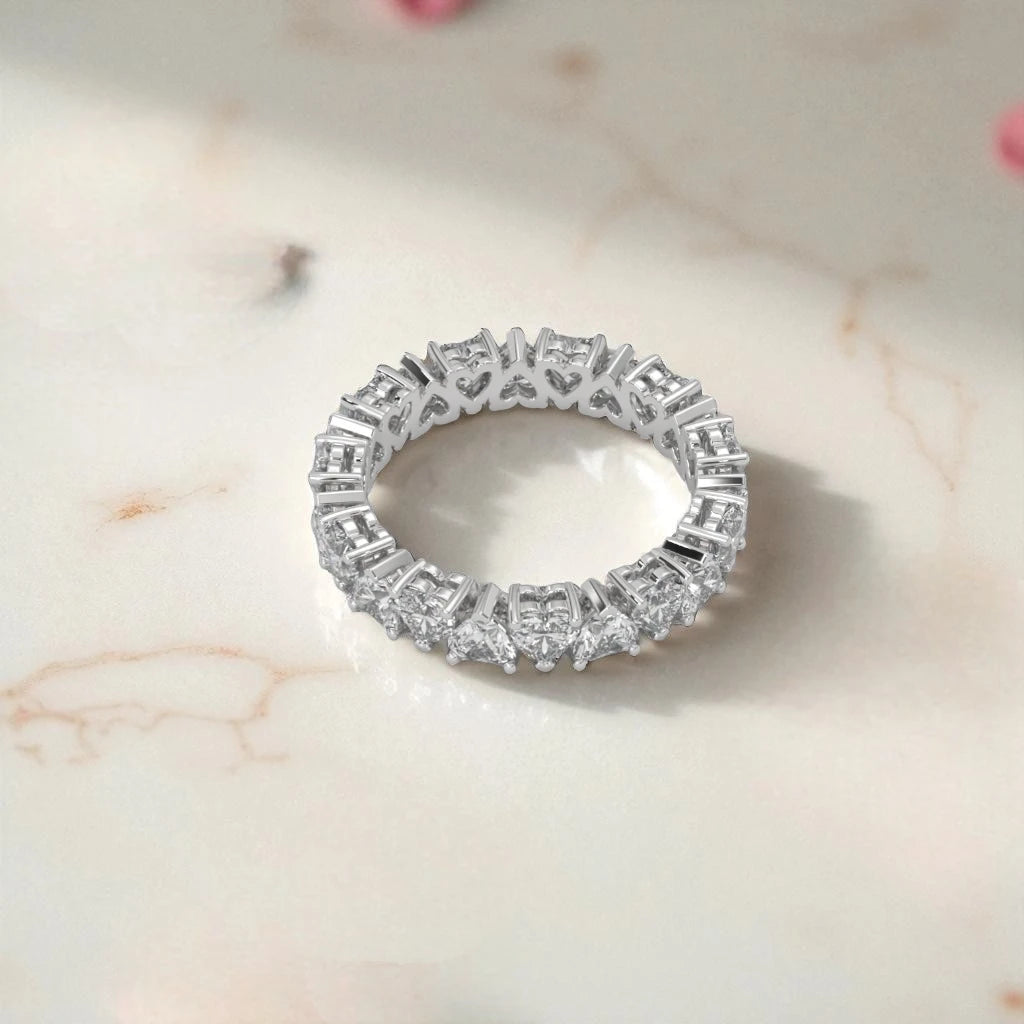 Moissanite Heart Eternity Band Ring RG-MD-SL-100/93