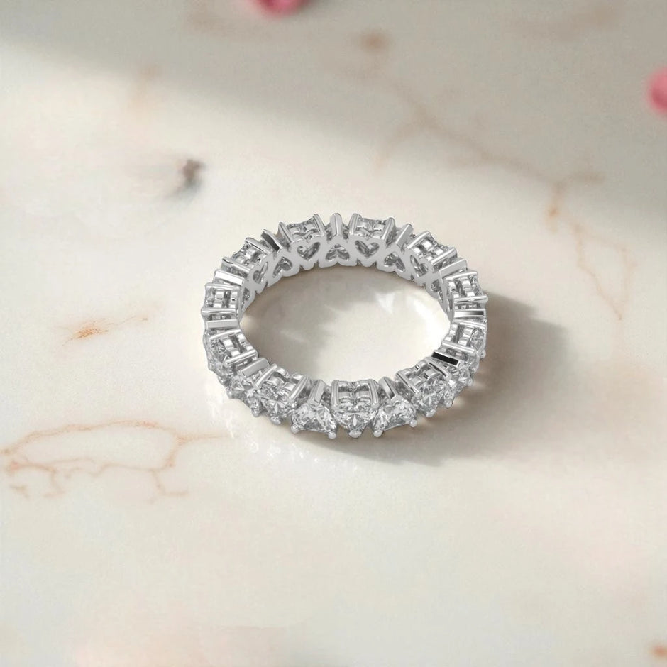 Moissanite Heart Eternity Band Ring RG-MD-SL-100/93