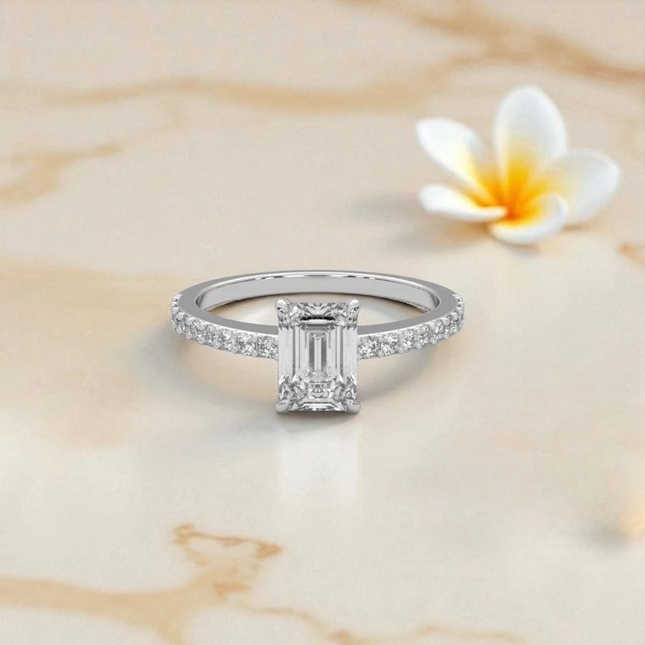 Emerald Cut Moissanite Solitaire Ring RG-MD-SL-100/97