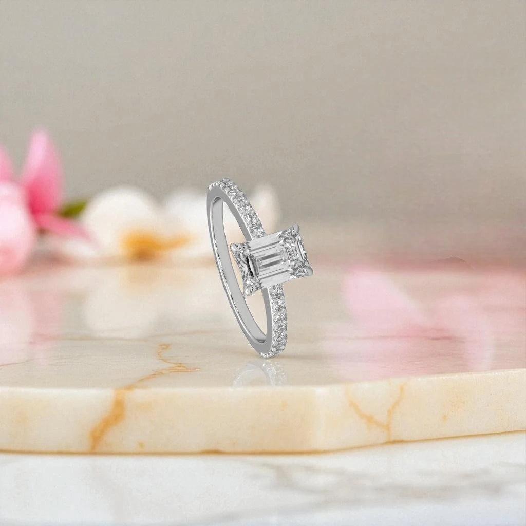 Emerald Cut Moissanite Solitaire Ring RG-MD-SL-100/97