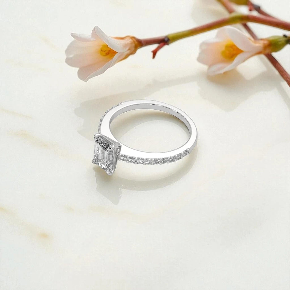 Emerald Cut Moissanite Solitaire Ring RG-MD-SL-100/97