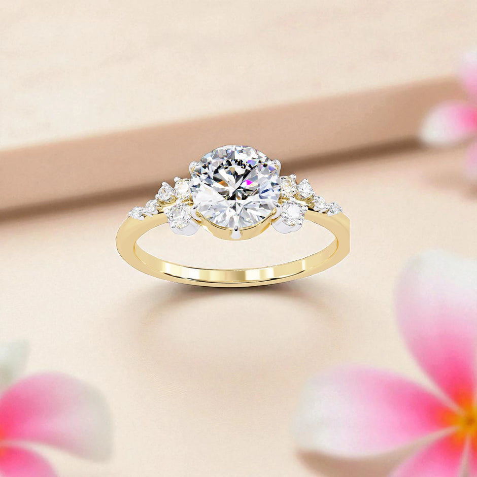 Moissanite Solitaire Cluster Ring RG-MD-SL-200/200