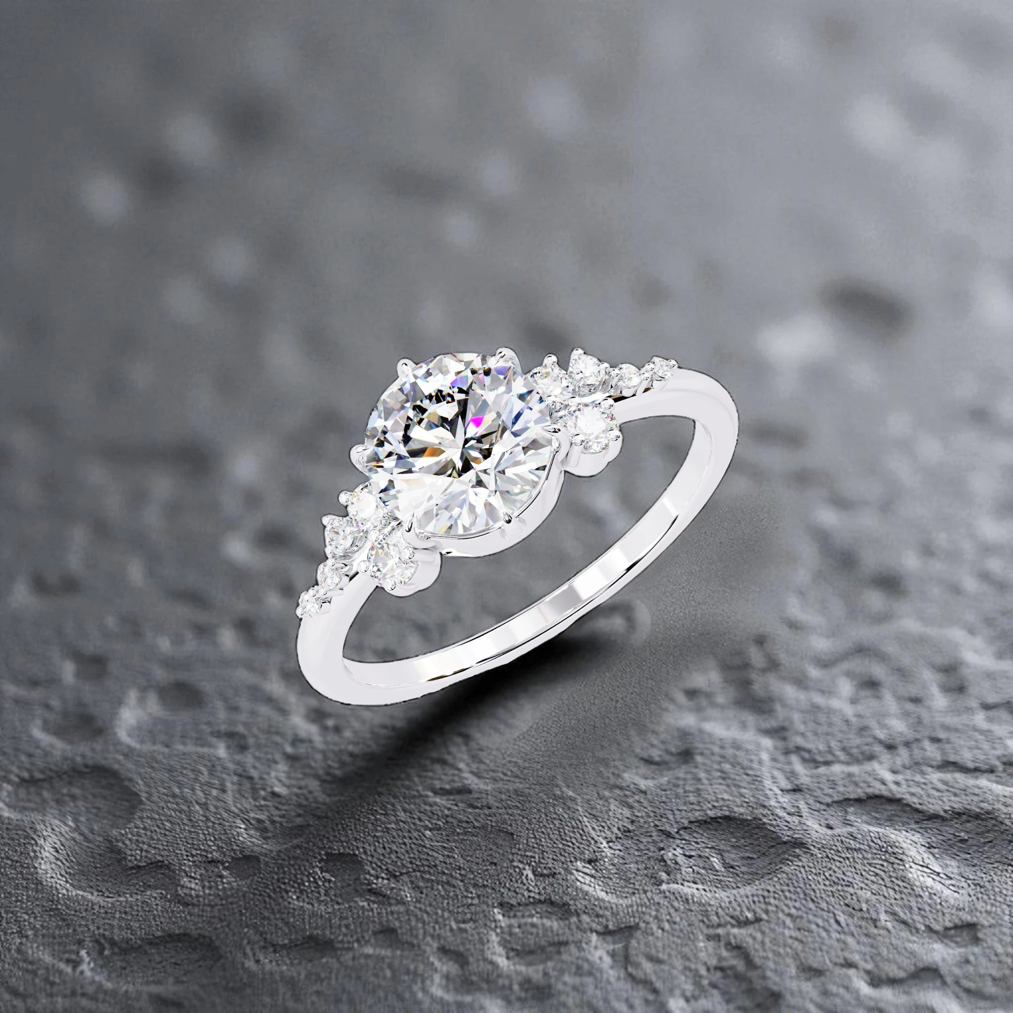 Moissanite Solitaire Cluster Ring RG-MD-SL-200/200