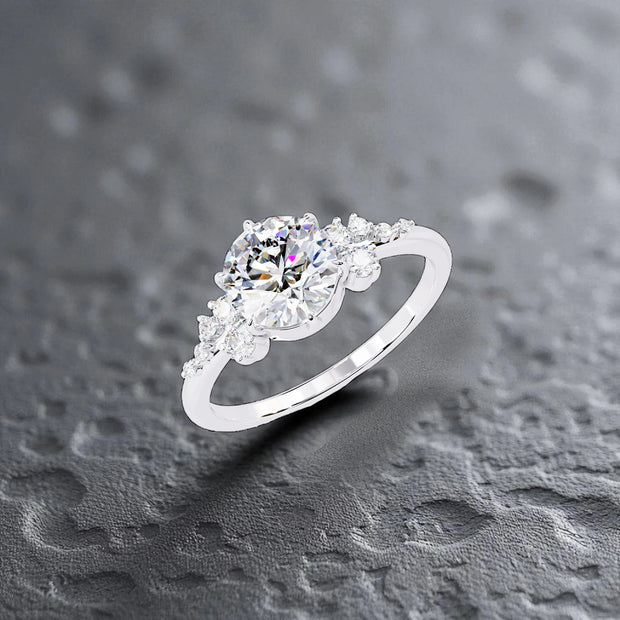Moissanite Solitaire Cluster Ring RG-MD-SL-200/200