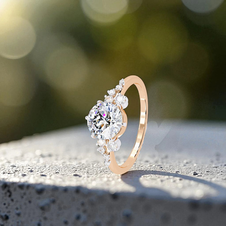 Moissanite Solitaire Cluster Ring RG-MD-SL-200/200