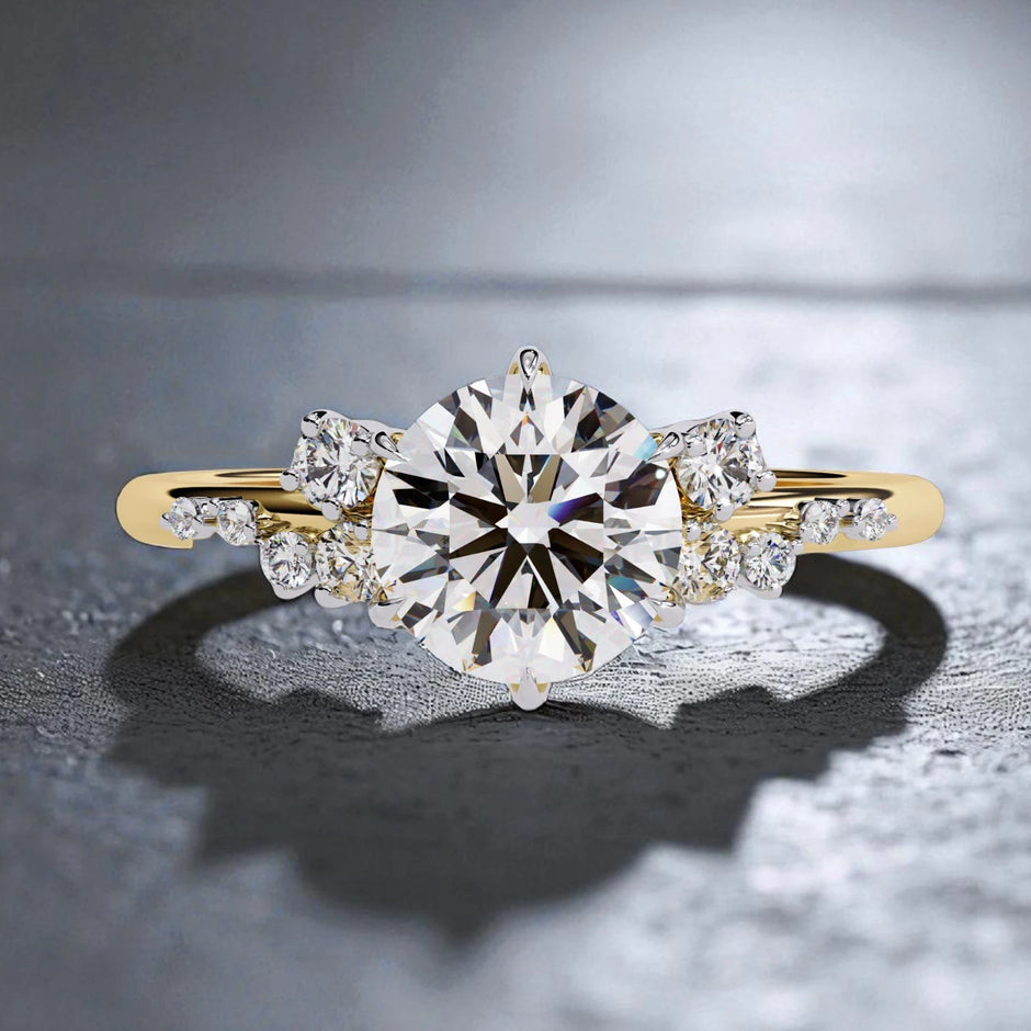 Moissanite Solitaire Cluster Ring RG-MD-SL-200/200