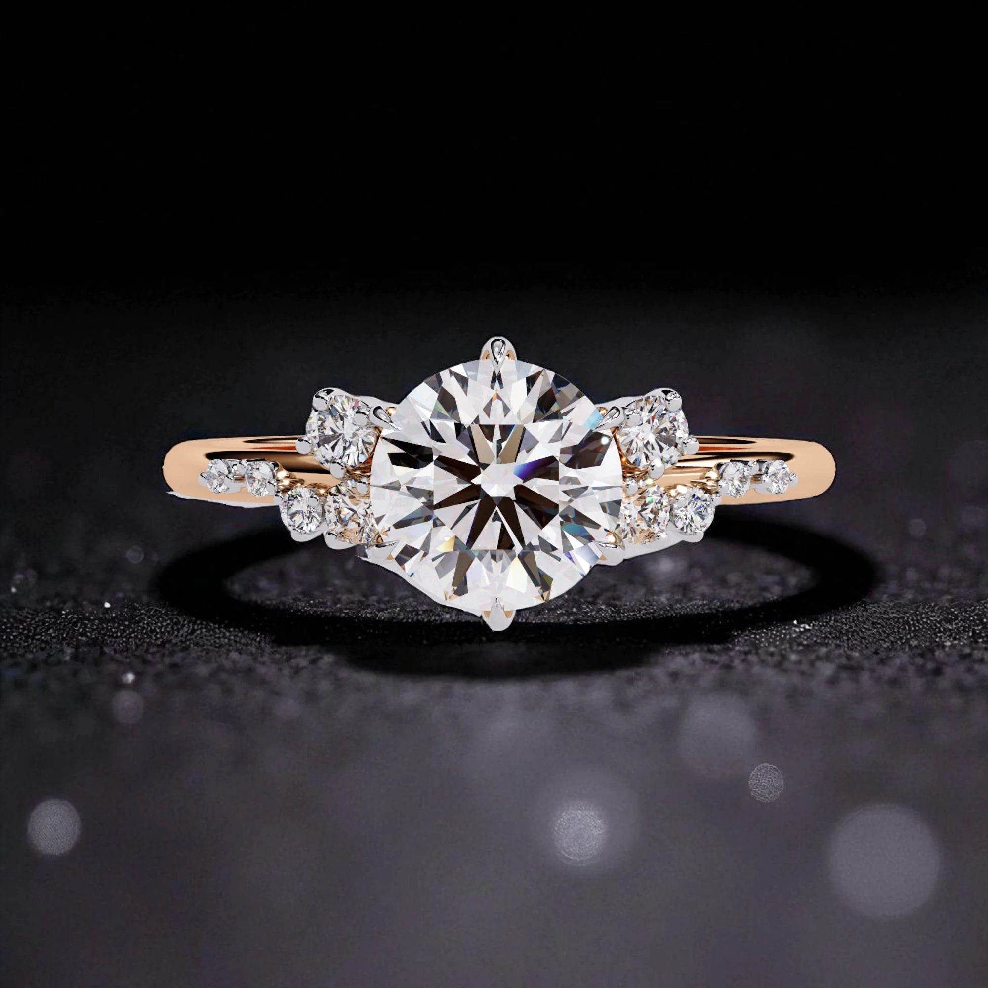 Moissanite Solitaire Cluster Ring RG-MD-SL-200/200