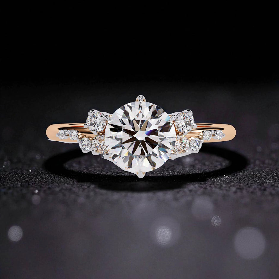 Moissanite Solitaire Cluster Ring RG-MD-SL-200/200