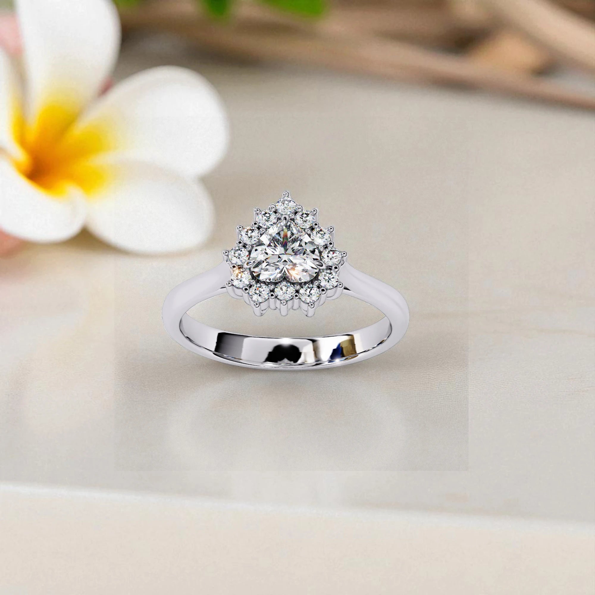 Moissanite Solitaire Halo Heart Ring RG-MD-SL-200/31