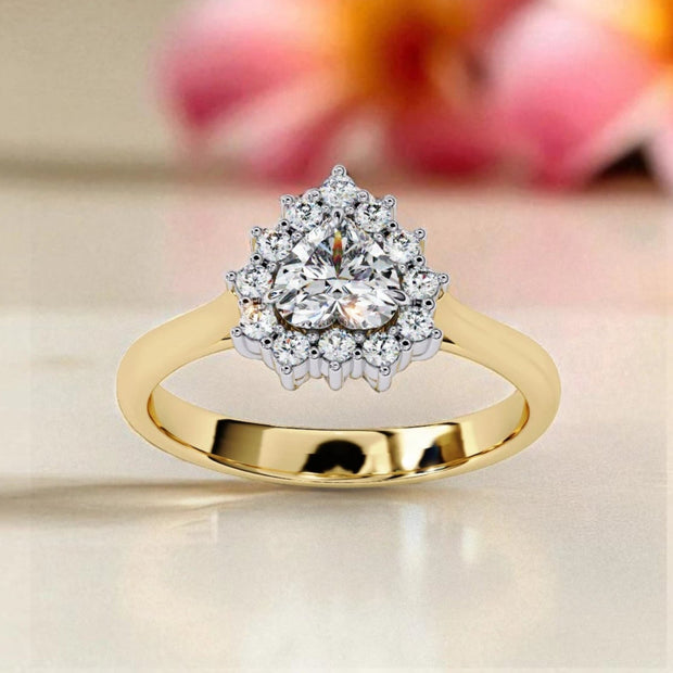 Moissanite Solitaire Halo Heart Ring RG-MD-SL-200/31