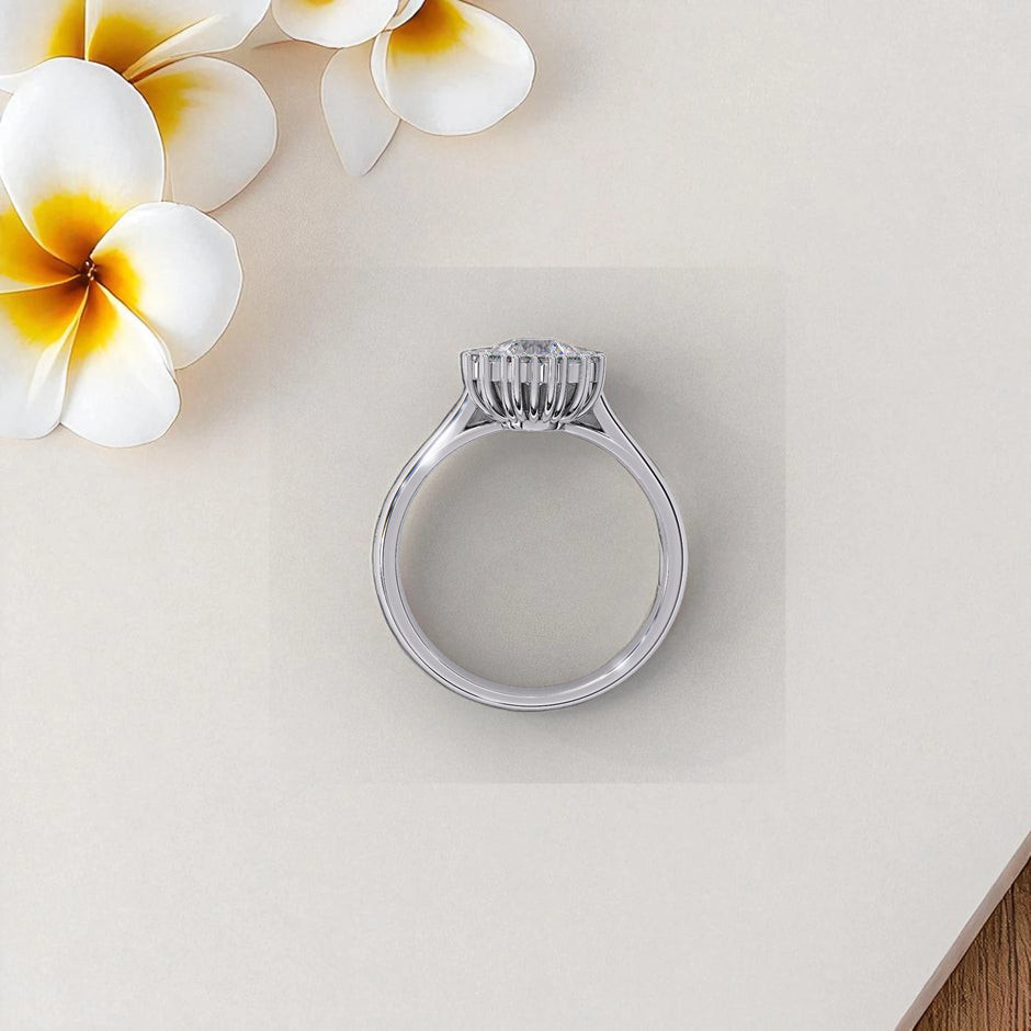 Moissanite Solitaire Halo Heart Ring RG-MD-SL-200/31