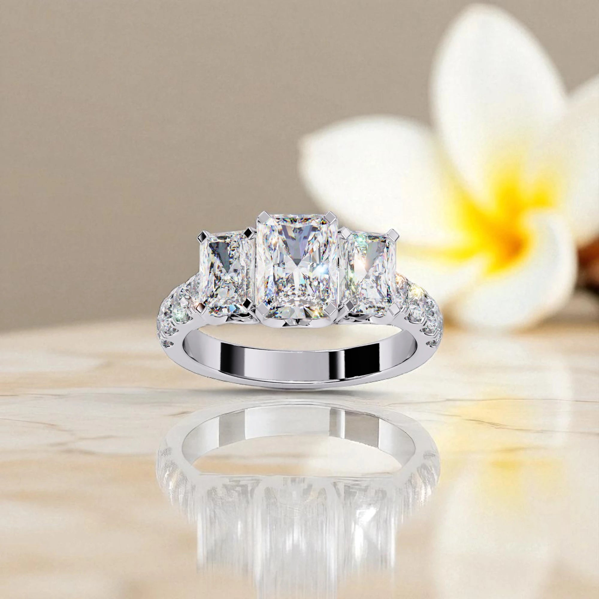 Moissanite Solitaire Cluster Ring RG-MD-SL-200/9