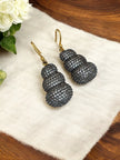 925 Sterling Silver Triple Dome Earrings with White Topaz