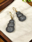 925 Sterling Silver Triple Dome Earrings with White Topaz