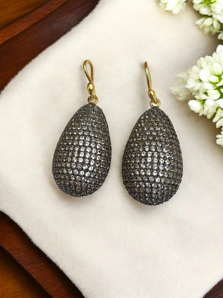 925 Sterling Silver Teardrop Earrings with White Topaz