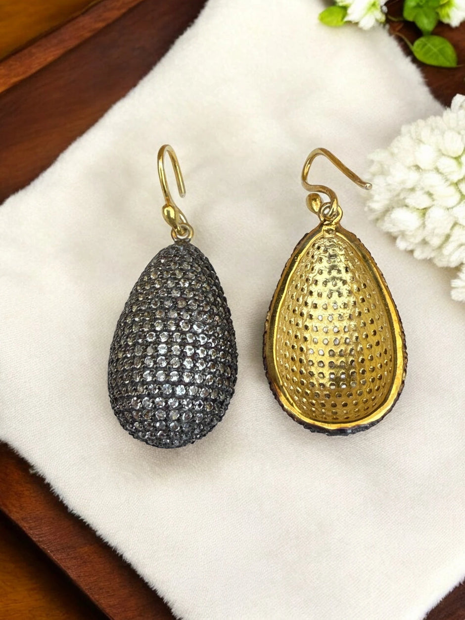 925 Sterling Silver Teardrop Earrings with White Topaz
