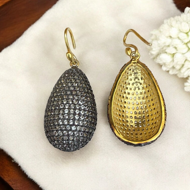 925 Sterling Silver Teardrop Earrings with White Topaz