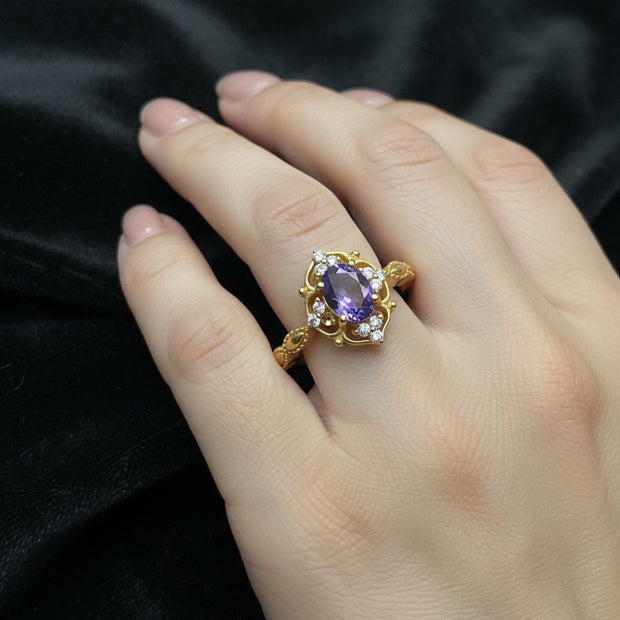 Oval Cut Natural Lavender Amethyst Bridal Ring RG-SL-GM-AT-001