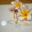 Amethyst & Moissanite Halo Ring – Gold Vermeil Engagement Ring – Vintage Style Statement Ring