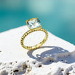 Natural Green Amethyst Twisted Band Eternity 14k Gold Vermeil Ring