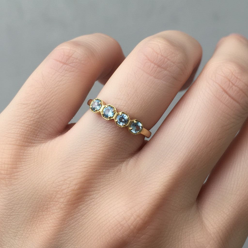 Round Cut Natural Blue Topaz Eternity Band RG-GM-BT-SL-036