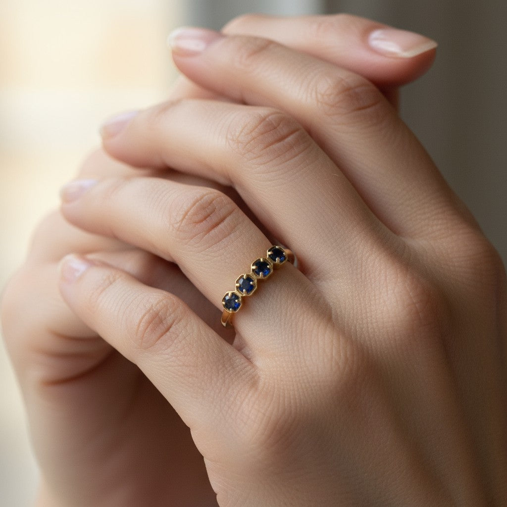 Round Cut Natural Blue Sapphire Eternity Band RG-GM-BS-SL-038