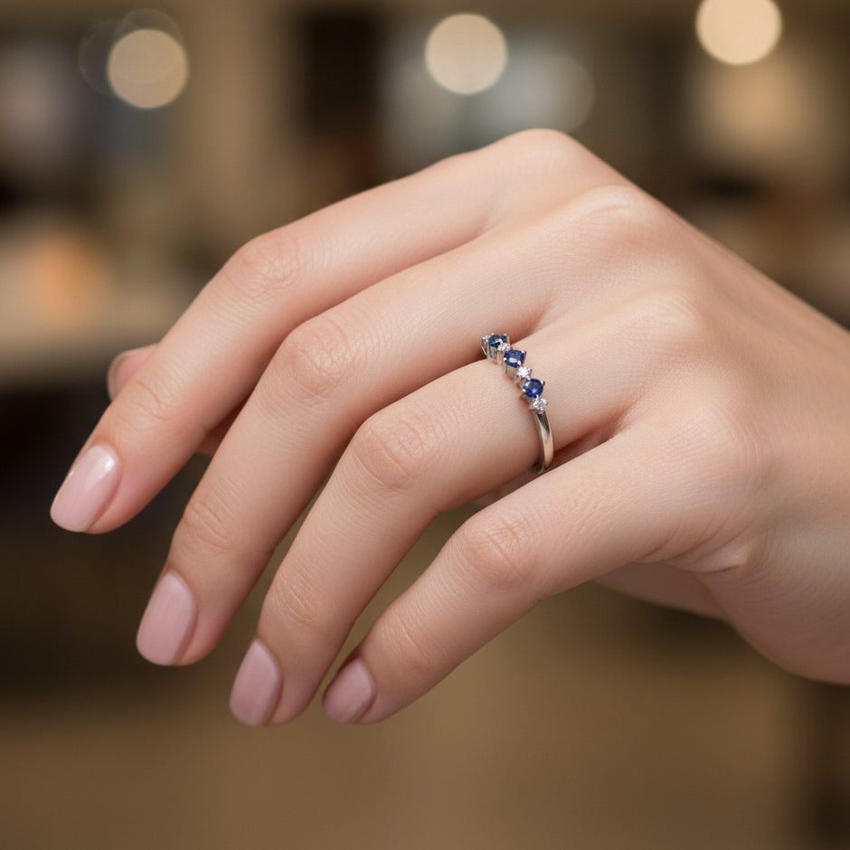 Round Cut Natural Blue Sapphire Eternity Band RG-GM-BS-SL-037