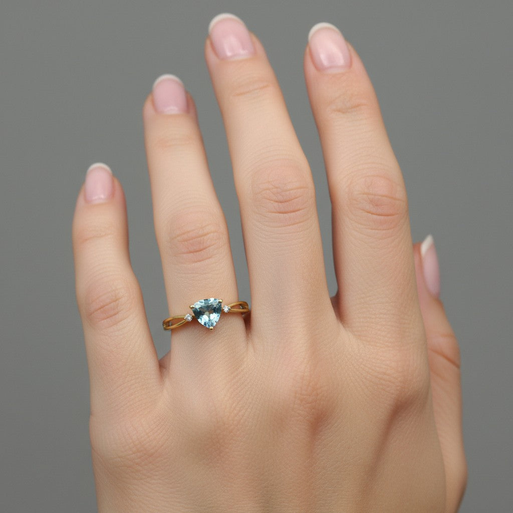 Natural Blue Topaz Heart Ring RG-GM-BT-SL-031