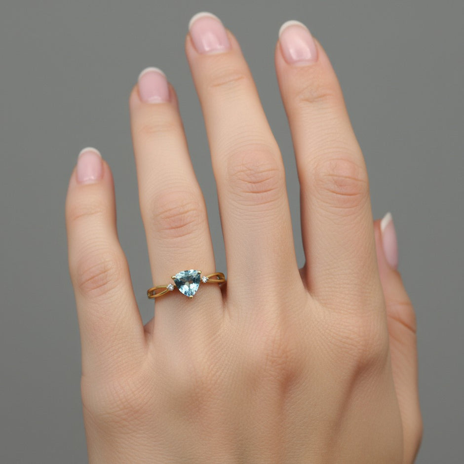 Natural Blue Topaz Heart Ring RG-GM-BT-SL-031