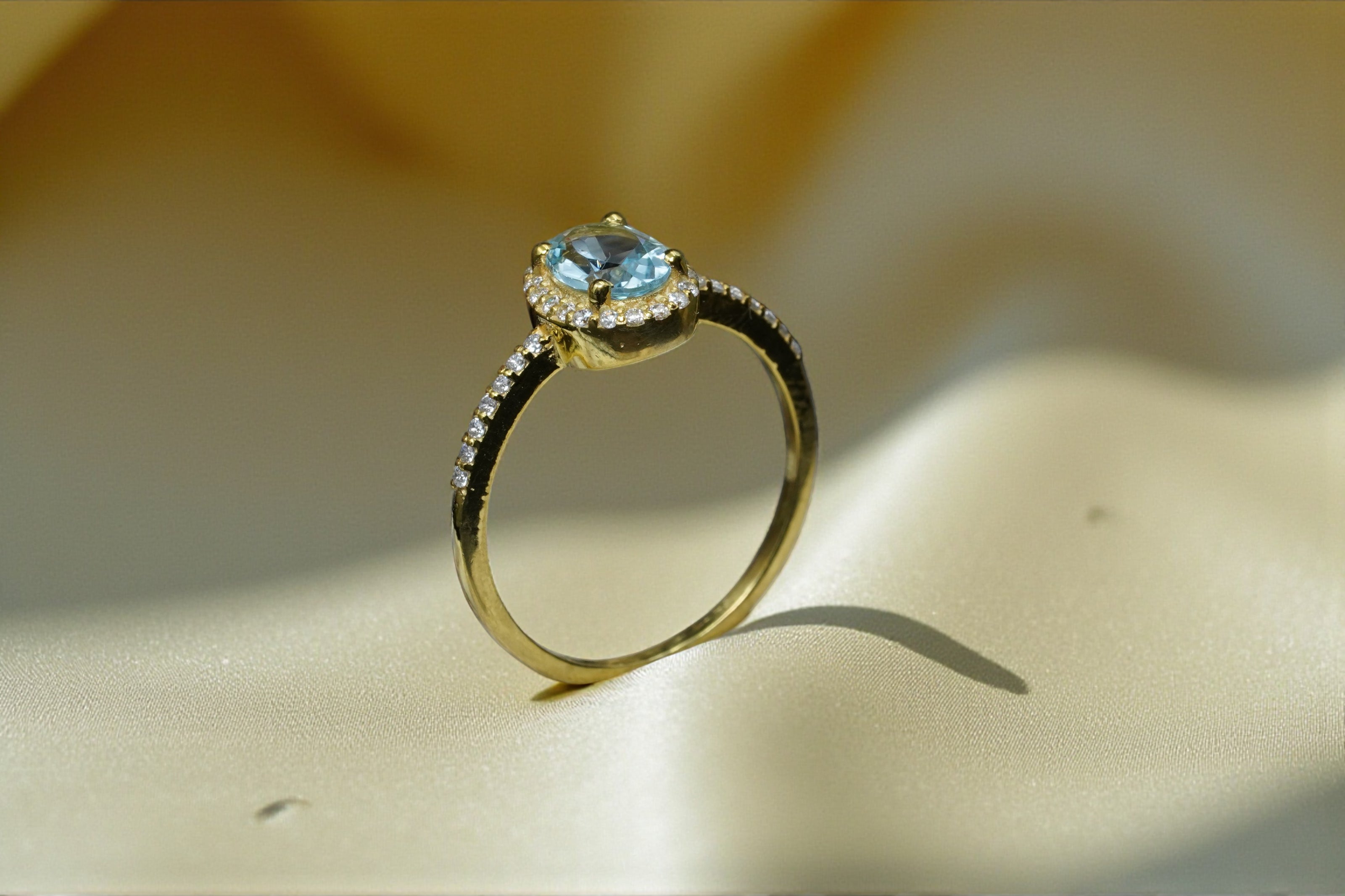 Round Cut Natural aqua marine Art Deco Ring RG-GM-AQ-SL-017