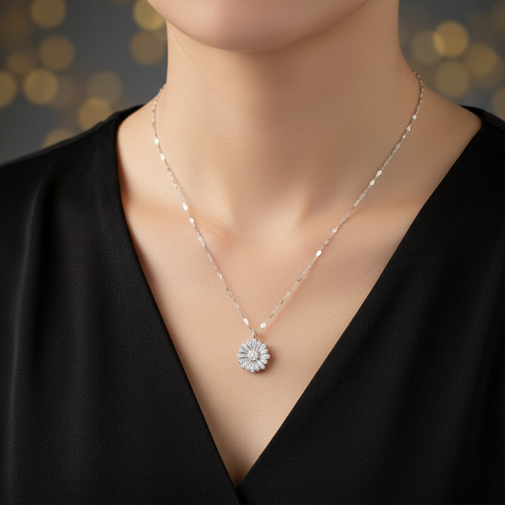 Daisy flower 925 sterling silver pendant