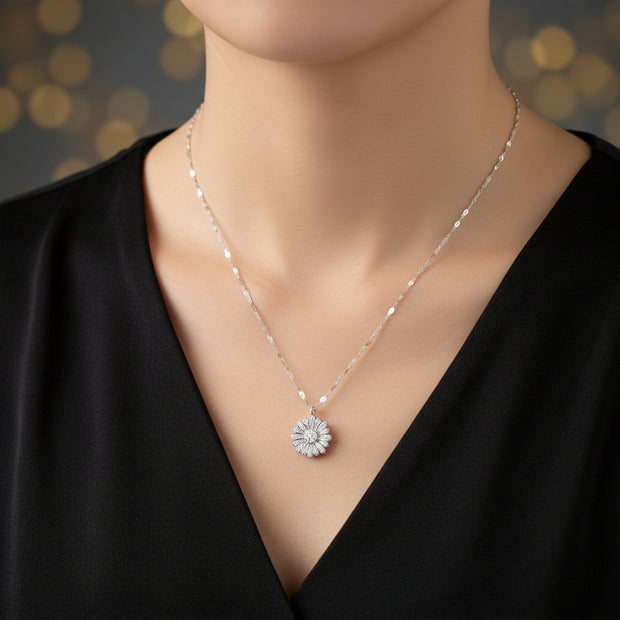 Daisy flower 925 sterling silver pendant
