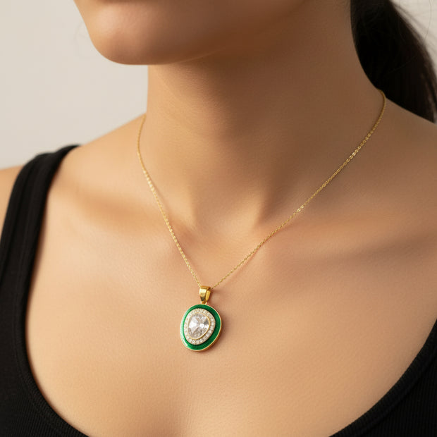 Noor-E-Gul green polki Pendant