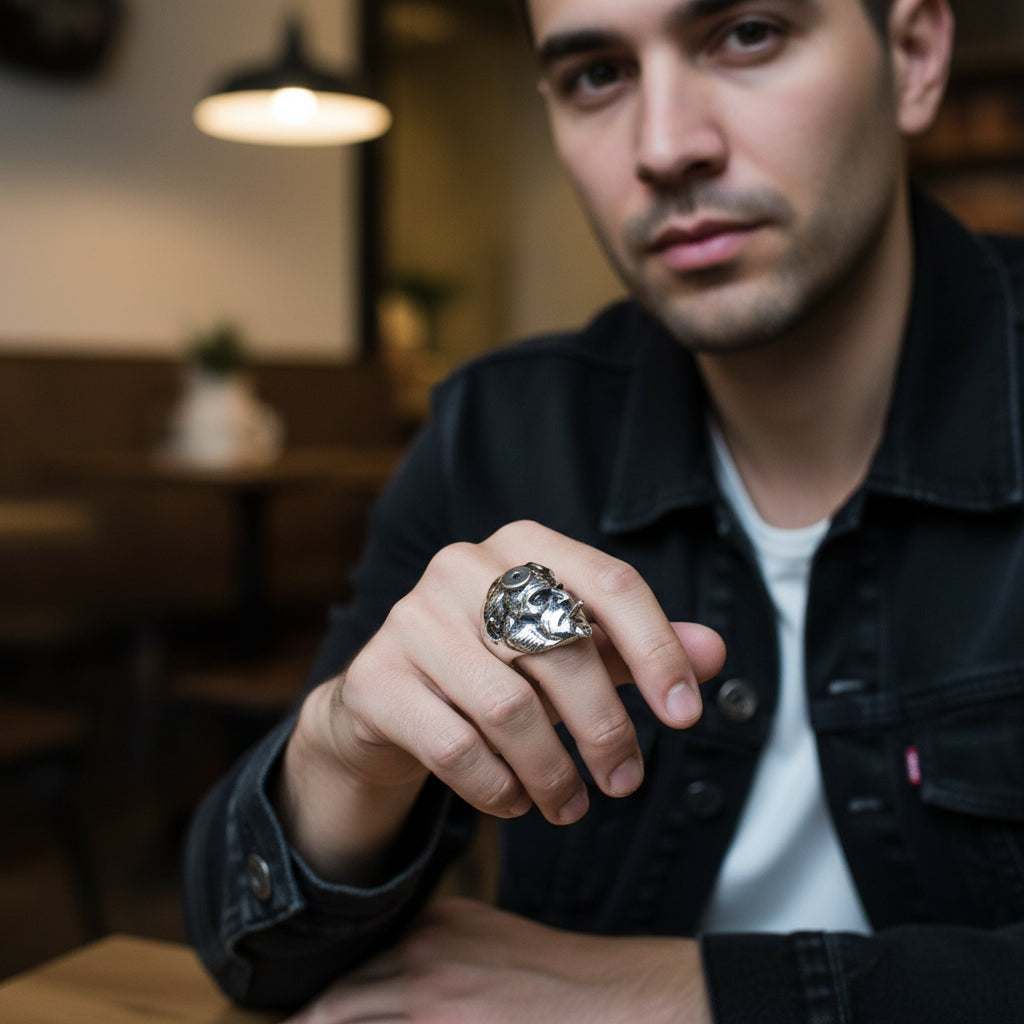 925 sterling silver face ring RG-OX-SL-034