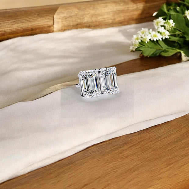 Emerald Cut 925 Sterling Silver Moissanite diamond  Earrings