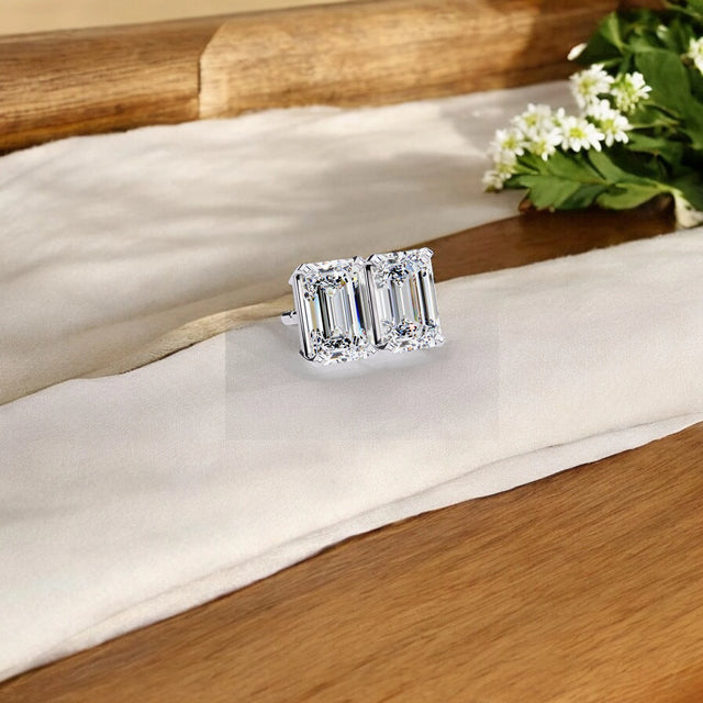 Emerald Cut 925 Sterling Silver Moissanite diamond  Earrings