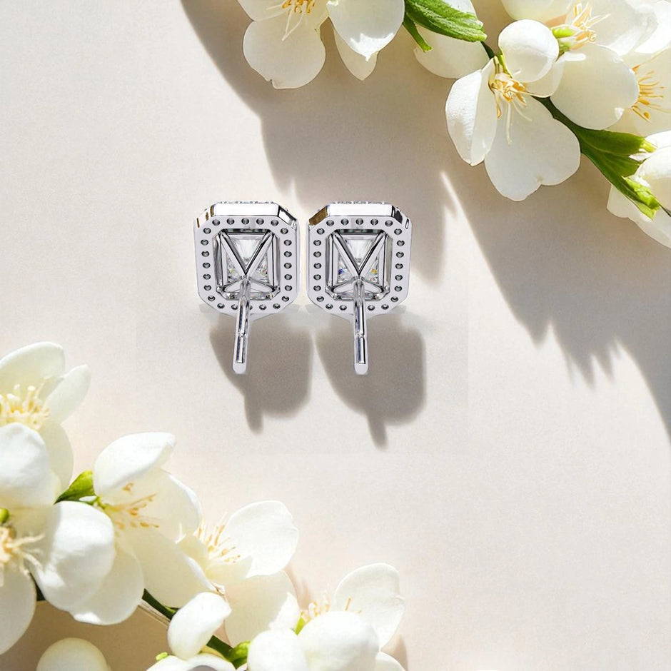 Emerald Cut Moissanite  925 Sterling Silver Studs Earrings