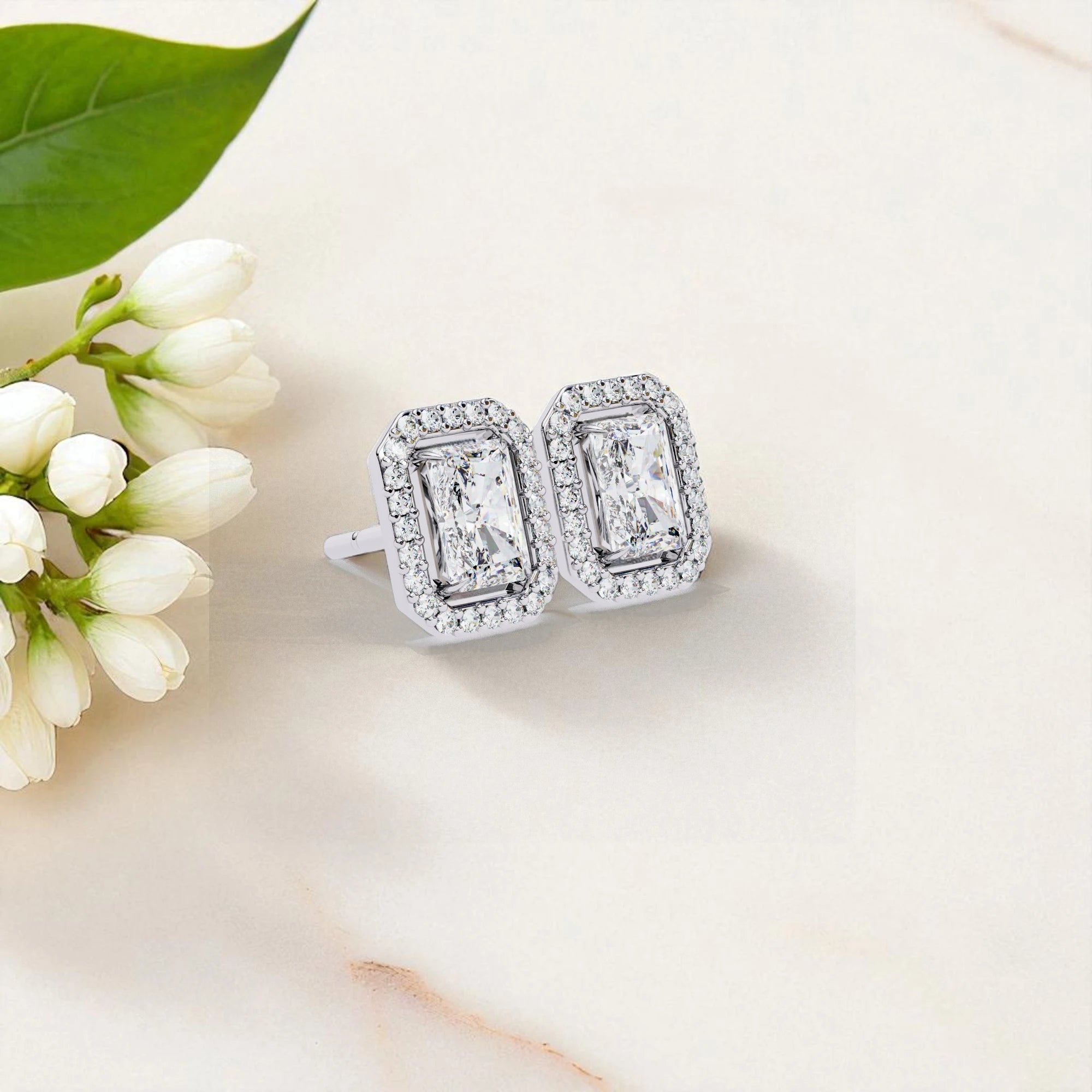 Emerald Cut Moissanite  925 Sterling Silver Studs Earrings