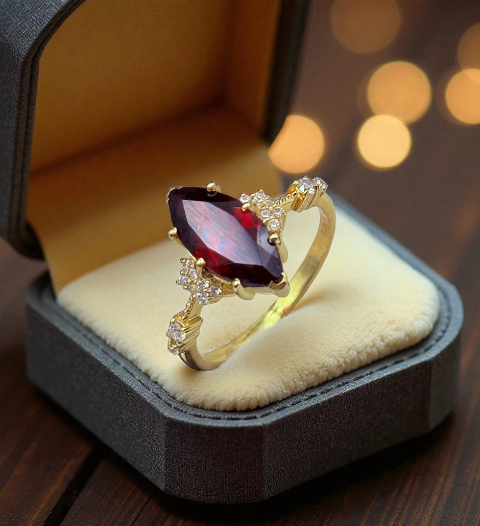 Natural Garnet marquise cut  Ring RG-GM-GR-SL-022