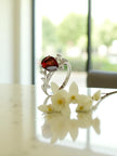 925 Garnet sterling silver ring nature inspired RG-GM-GA-SL-001