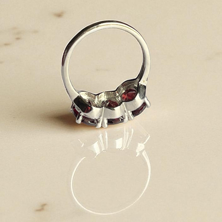 Natural Garnet Trinity Ring RG-GM-GR-SL-020
