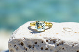 Natural Green Amethyst Twisted Band Eternity 14k Gold Vermeil Ring