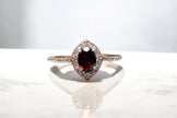Natural Garnet Halo Ring RG-GM-GR-SL-021