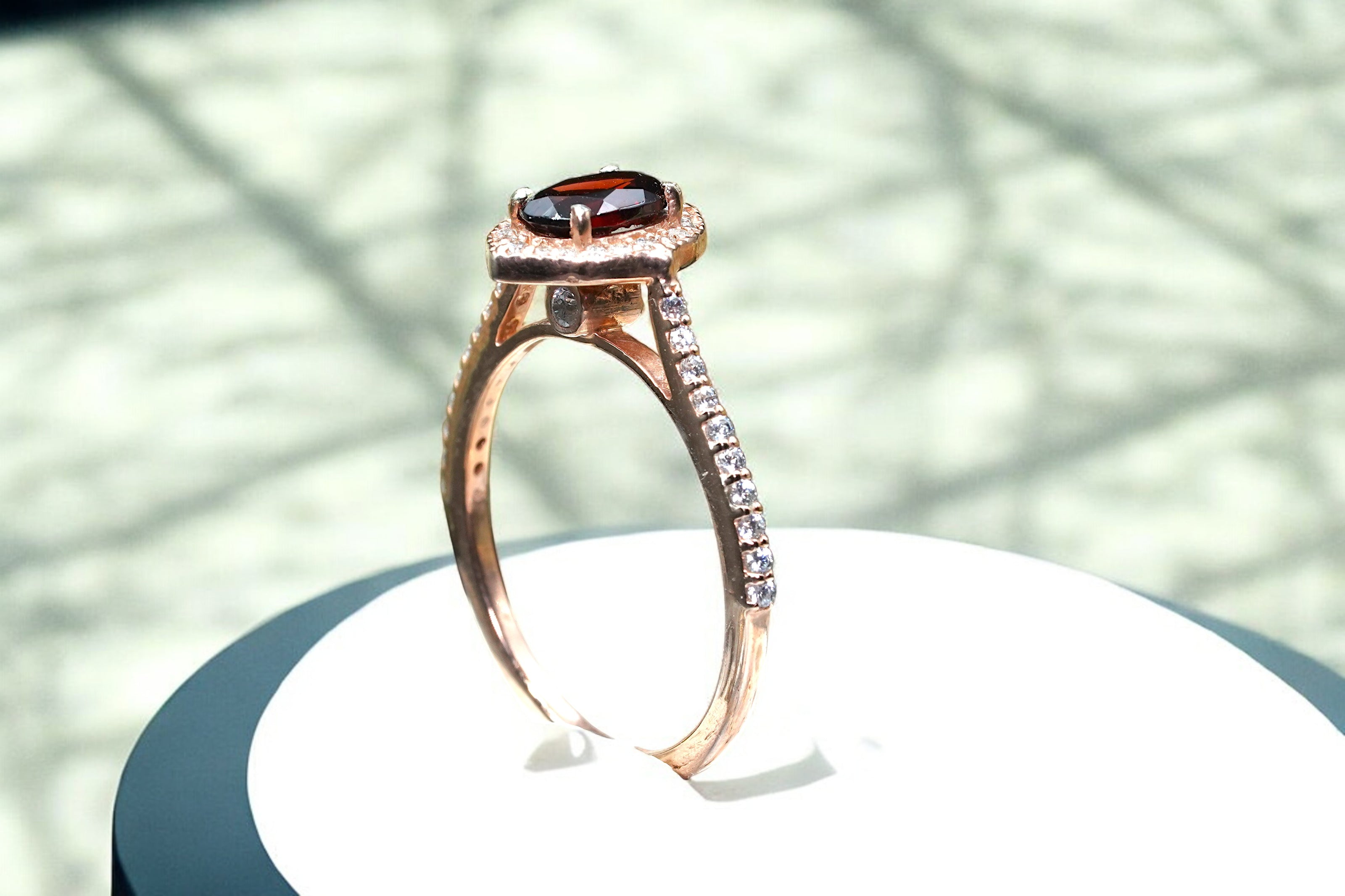 Natural Garnet Halo Ring RG-GM-GR-SL-021