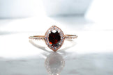 Natural Garnet Halo Ring RG-GM-GR-SL-021