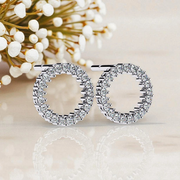 925 Sterling Silver Moissanite diamond halo stud Earrings