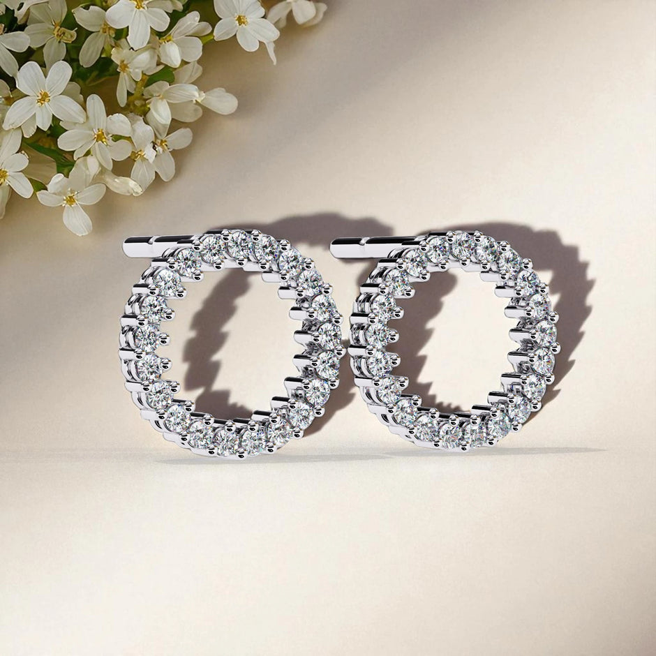 925 Sterling Silver Moissanite diamond halo stud Earrings