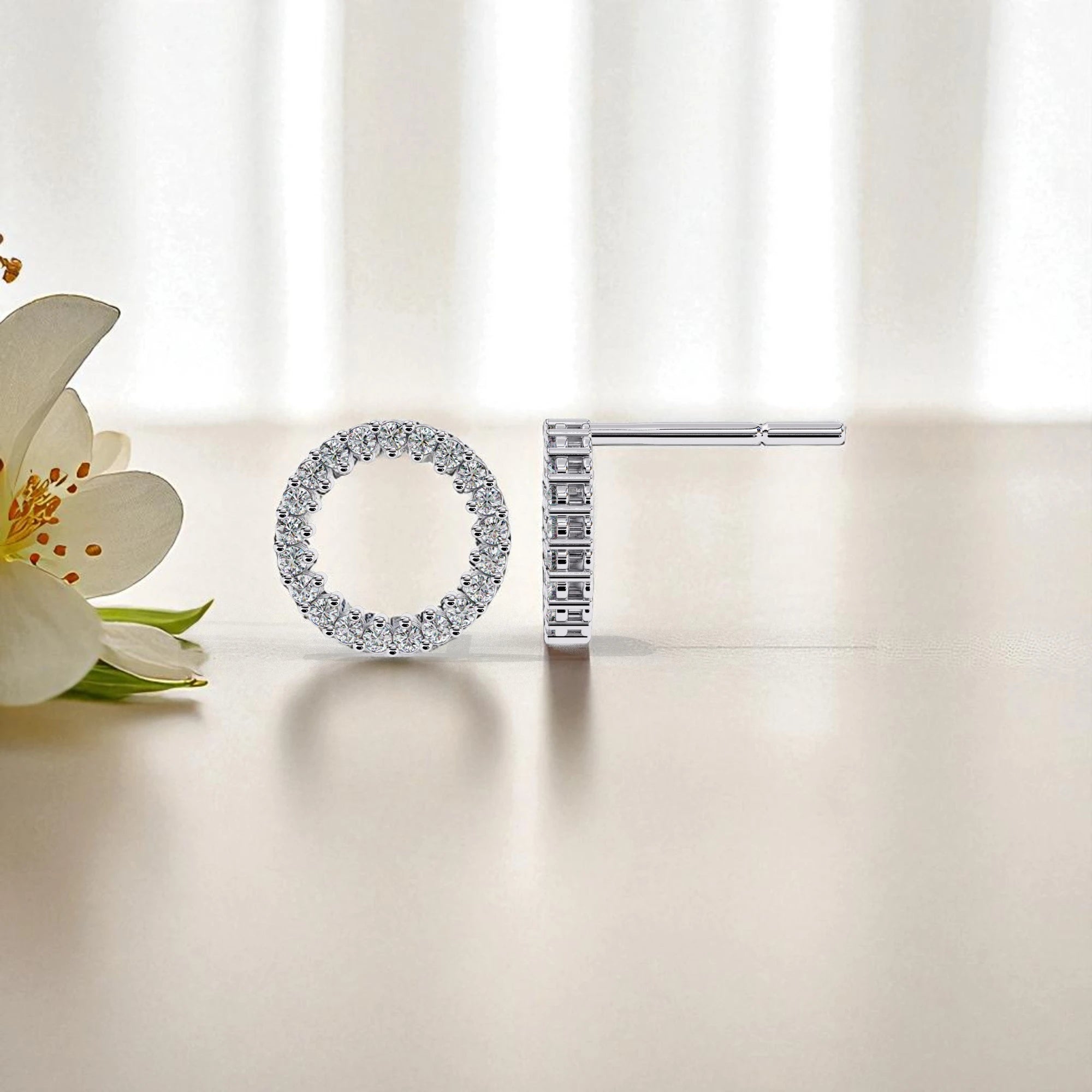 925 Sterling Silver Moissanite diamond halo stud Earrings
